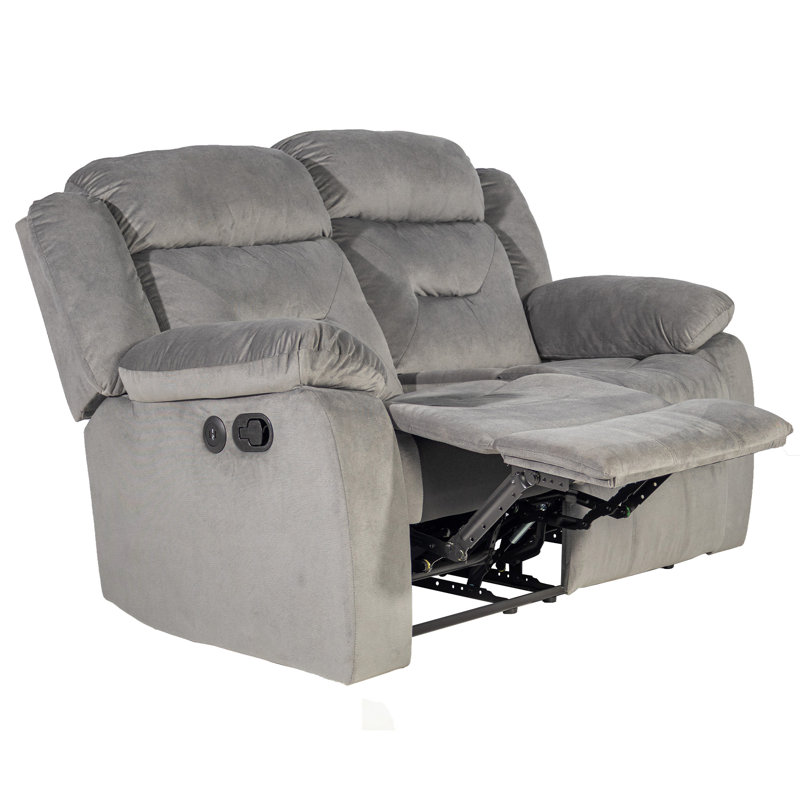 61" Velvet Loveseat Recliner,Manual Motion Reclining Chair With USB Port
