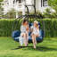 Causeuse suspendue double en osier avec support-1375953607