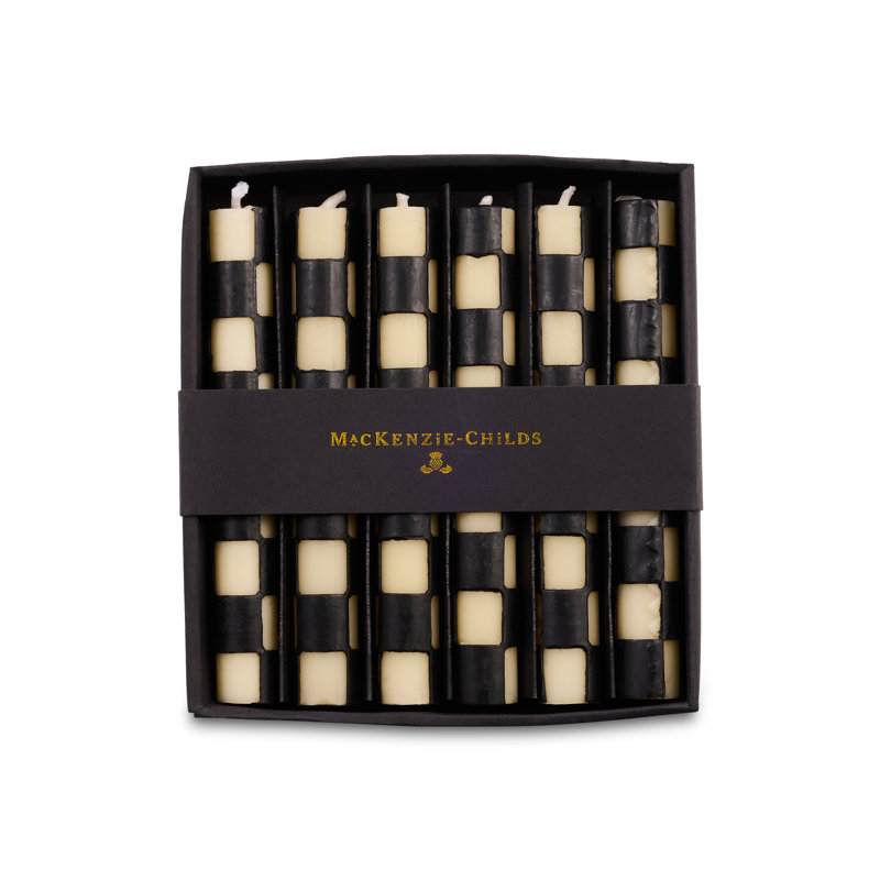Check Mini Dinner Candles, Black