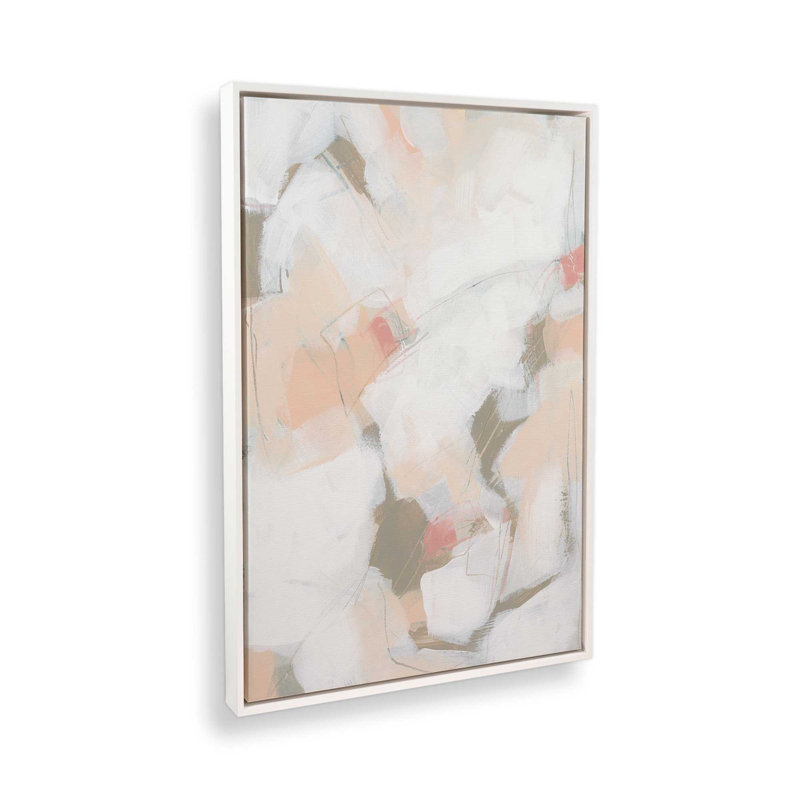 Hush Pink Abstract II, reproduction sur toile dans un cadre, H 18,75 po x l 12,75 po x P 1,75 po, Cadre flottant blanc opaque