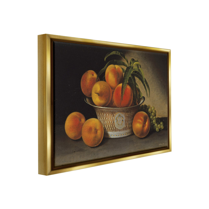 «Classic Peaches And Grapes» sur toile, Cadre flottant métallique doré, H 25 po x l 31 po