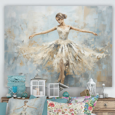 Beige doré minimalisme ballerine - ballet, art mural