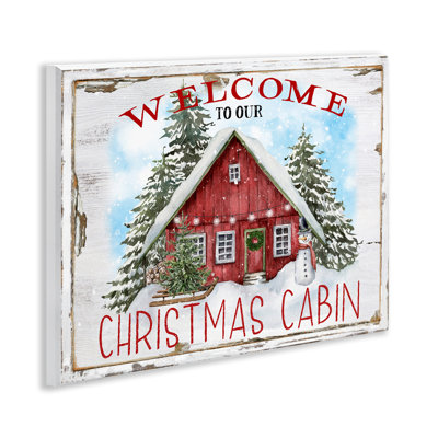 Art mural sur toile «Christmas Cabin Welcome» par Creatif Belle