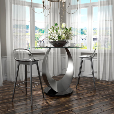 Catherene Round Glass Top Metal Base Dining Table