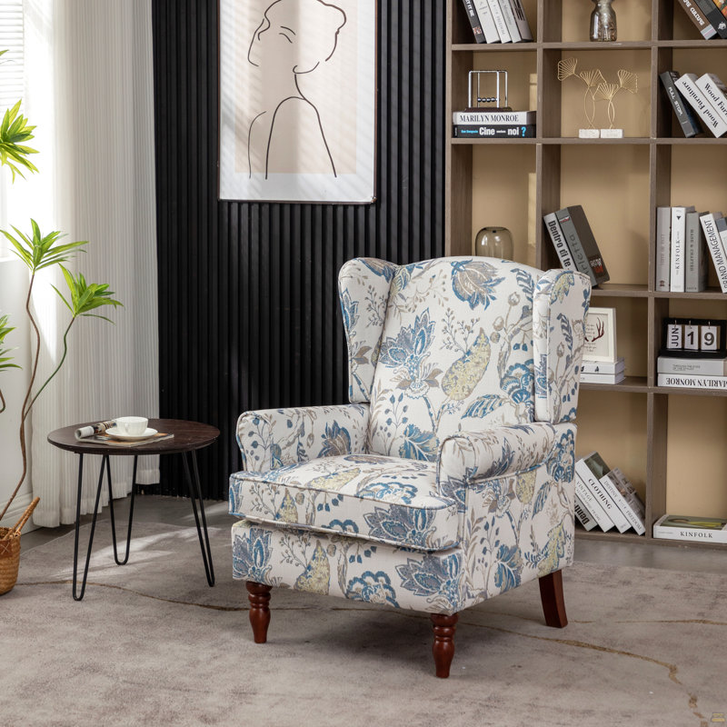 Chaise d'appoint avec pieds en bois rétro, fauteuil rembourré confortable