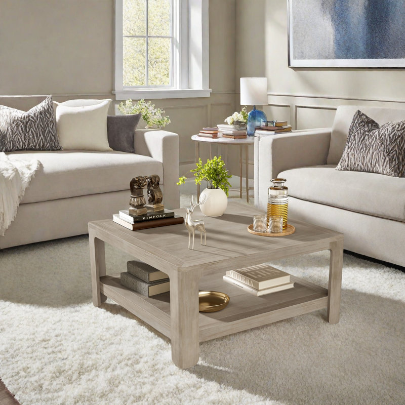 Square Coffee Table With Storage,Ash
