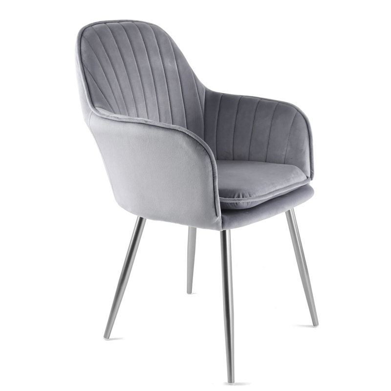 Pugliese Velvet Armchair, Silver, Grey