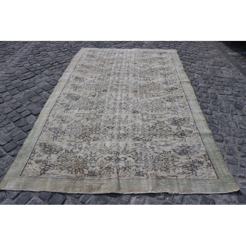 Large Vintage Turkish Oushak Rug - Elegant Wool Carpet for Salons in Beige Tone