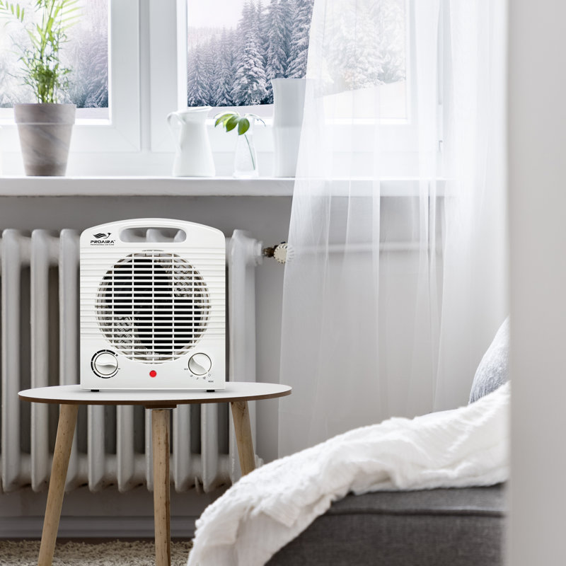 Proaira White Ceramic Electric Space Heater with Thermostat