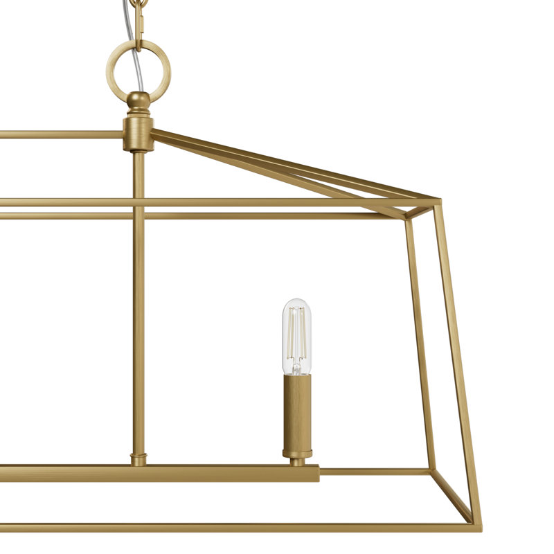 Jasmine Roth 4 - Light Dimmable Kitchen Island Square / Rectangle Chandelier, Luxe Gold