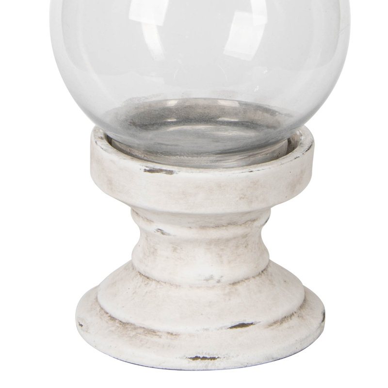 Lyco 34.5cm White Natural Stone Tabletop Hurricane Candle Holder for Living Room Modern Home Accent Piece