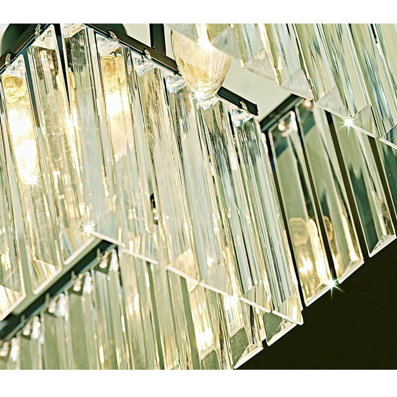 Lustre rectangulaire en cristal 8 lumières Alleyne, noir