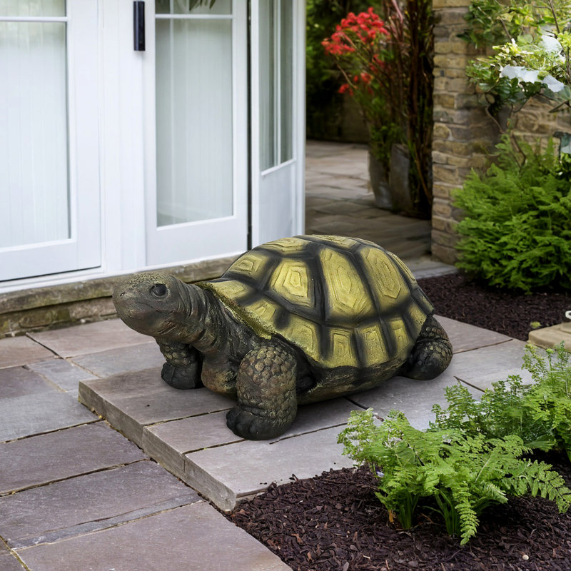 Grande statue de tortue d'extérieur pour le jardin - Sculpture d'animal réaliste en résine et décoration artistique de jardin pour patio, pelouse et parterre de fleurs