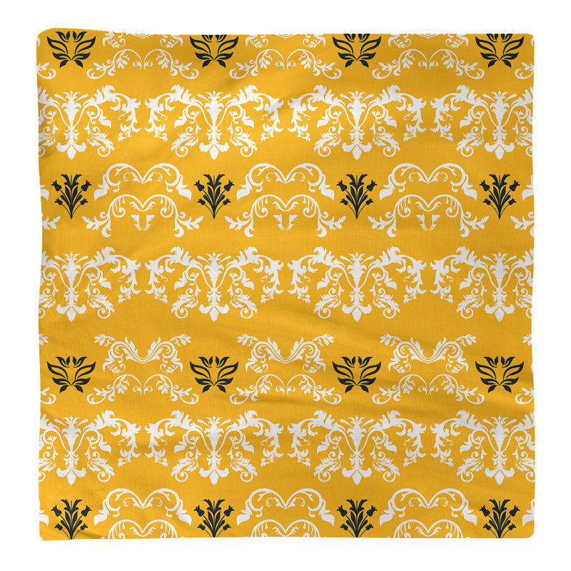 Damask Square Napkin, White/Gold/Black, Polyester, 22" W x 22" L