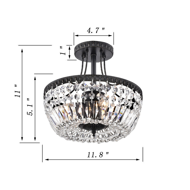 Single 3-light semi-recessed ceiling light 11.8” Finis