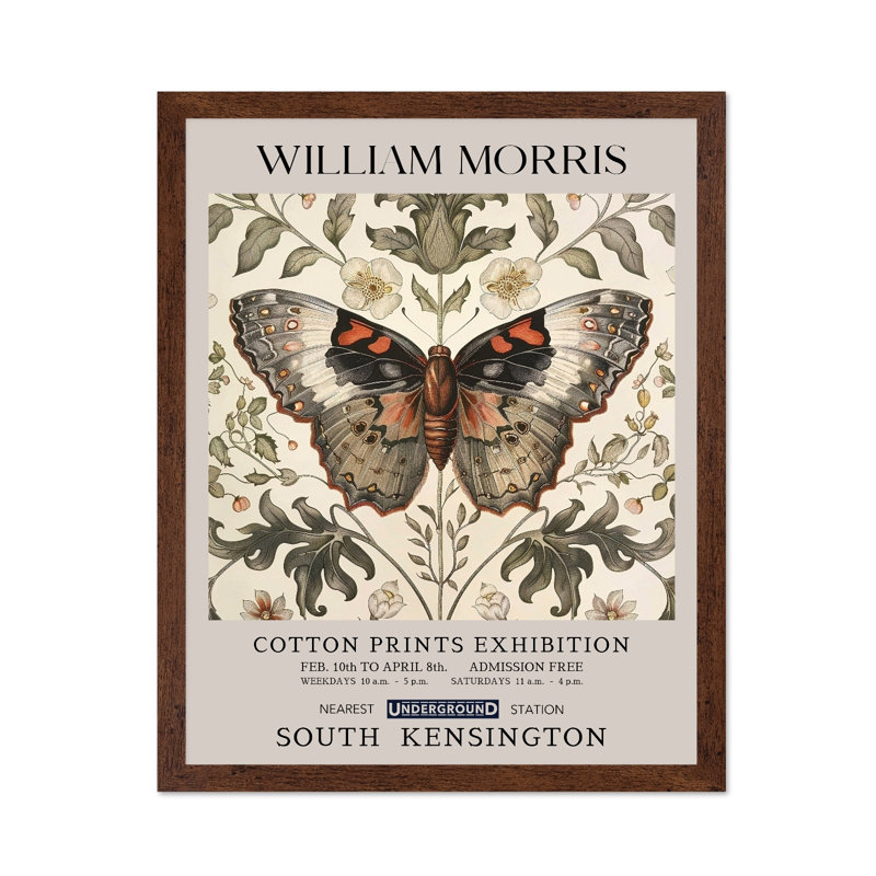 William Morris - Papillon No8, Poster, 08"H x 10"W, Brown Framed