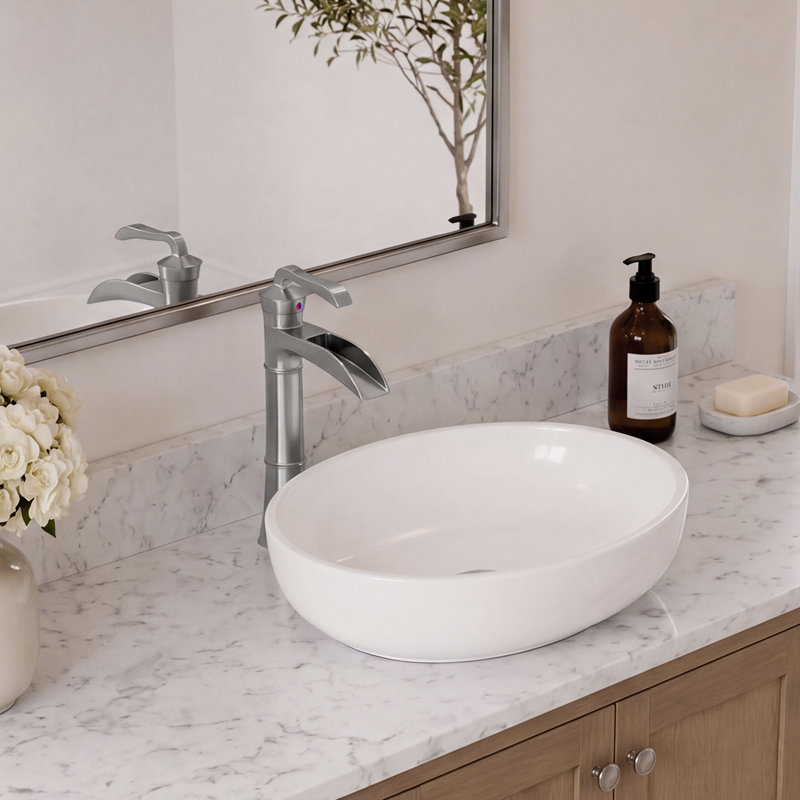 Focal Vessel Single Hole,Single Handle Bathroom Sink Faucet with Drain Assembly, Brushed Nickel