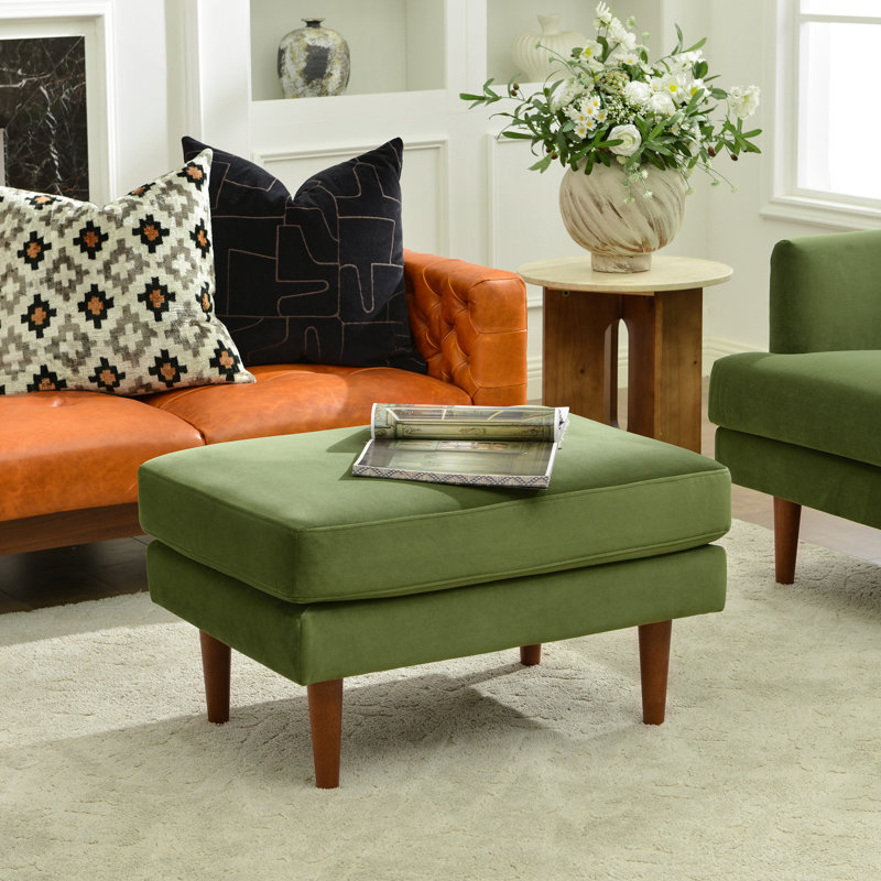 Miller Upholstered Ottoman, Green, 19" H x 32" W x 23" D