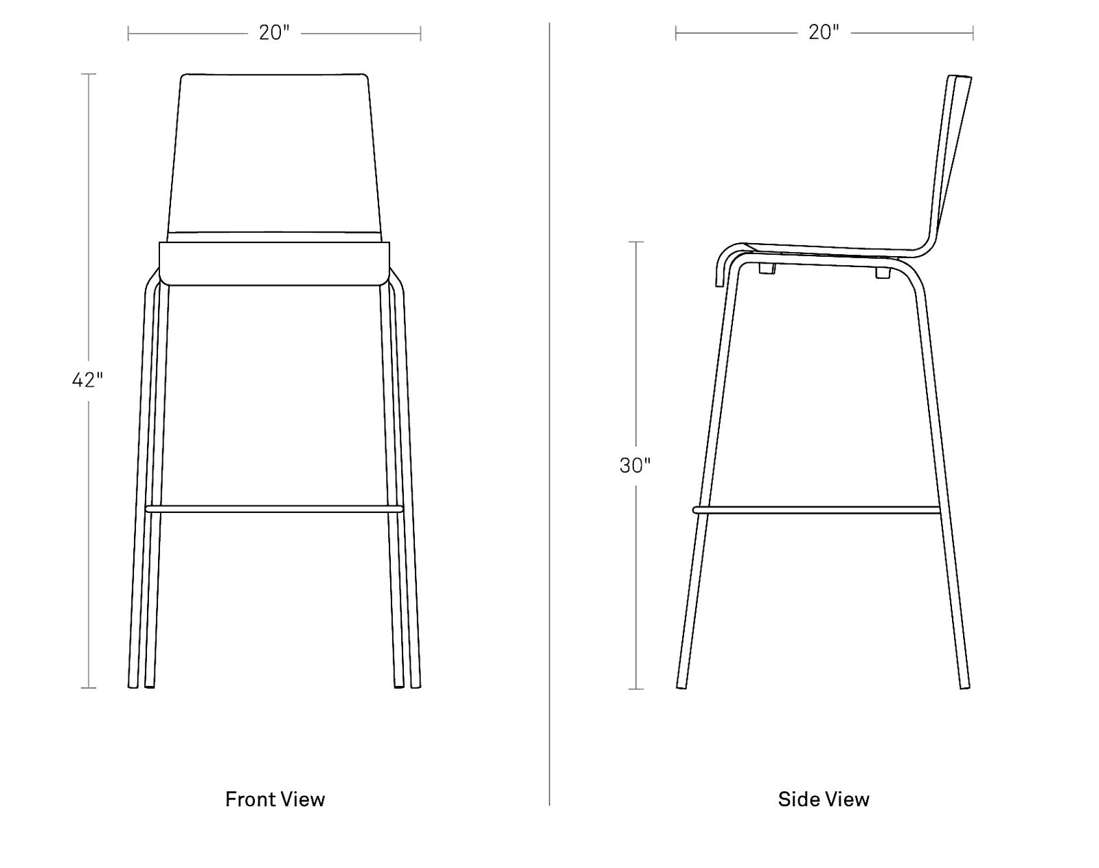 Bar and Counter Stool, Technical White Oak, Bar Stool (30.4" Seat Height)
