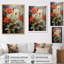 «Red Geraniums Scarlet Bloom Patchwork I» - Décoration murale florale et botanique-91384124-91384128