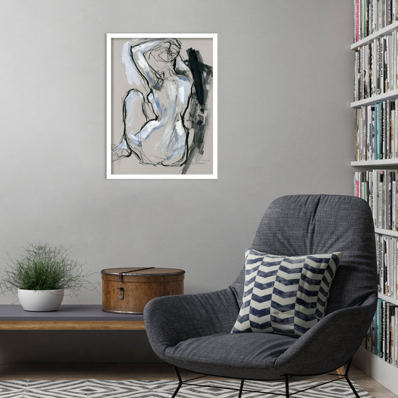 Onyx Gestures I by Wood Framed Wall Art Print, White, 25" H x 19" W