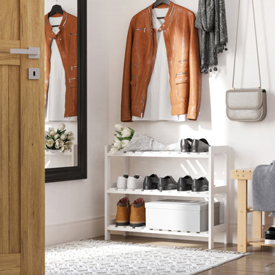 HOMCOM 3-Tier Shoe Rack Wood Frame Open Storage