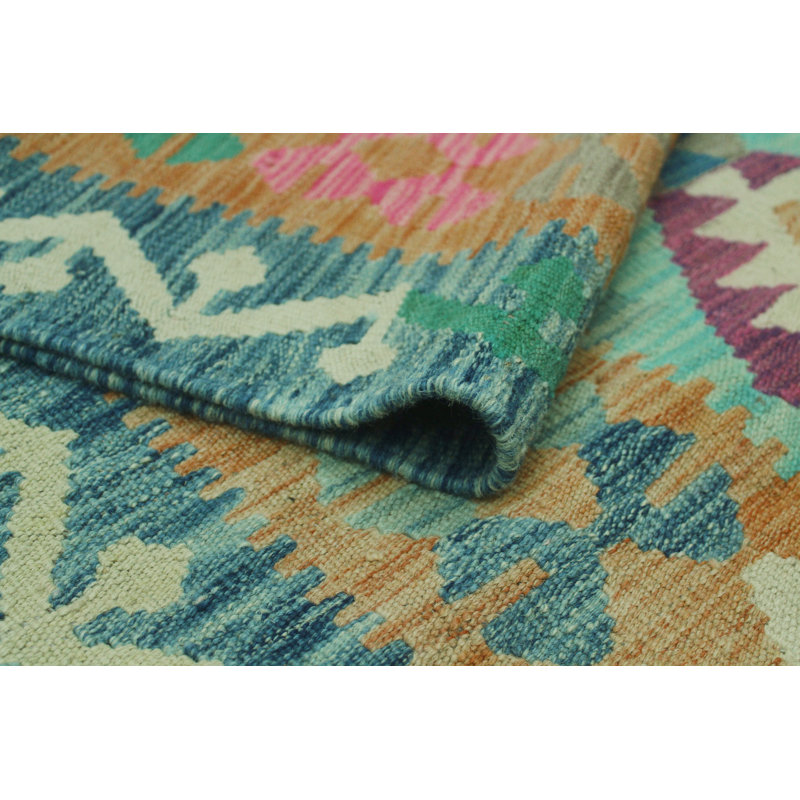 Tapis bleu Sun Sun délavé Kilim Behnam