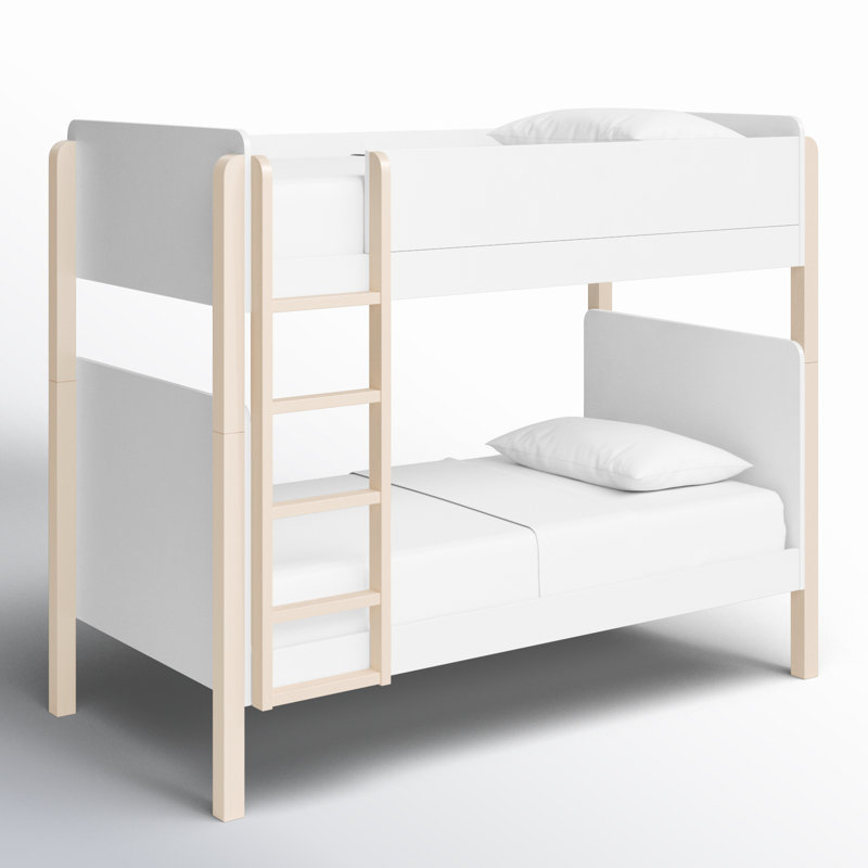 TipToe Twin Bunk Bed, White/Light Brown