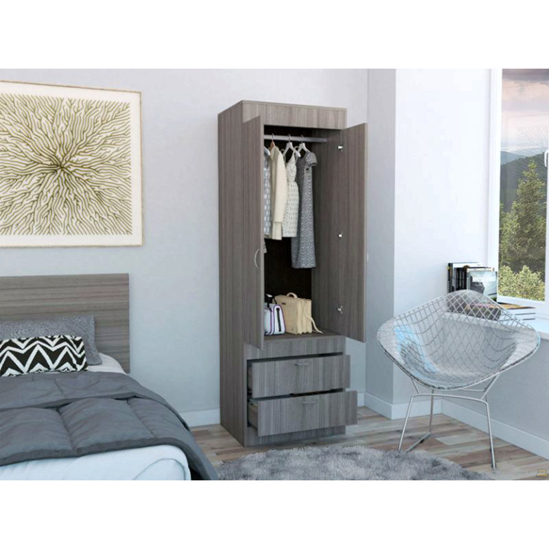 Armoire 2 tiroirs gris clair