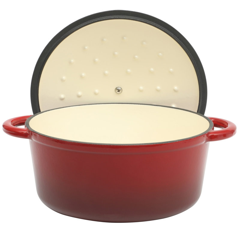Étuve en fonte émaillée avec couvercle de 5 pintes Gibson Home Addlestone en rouge