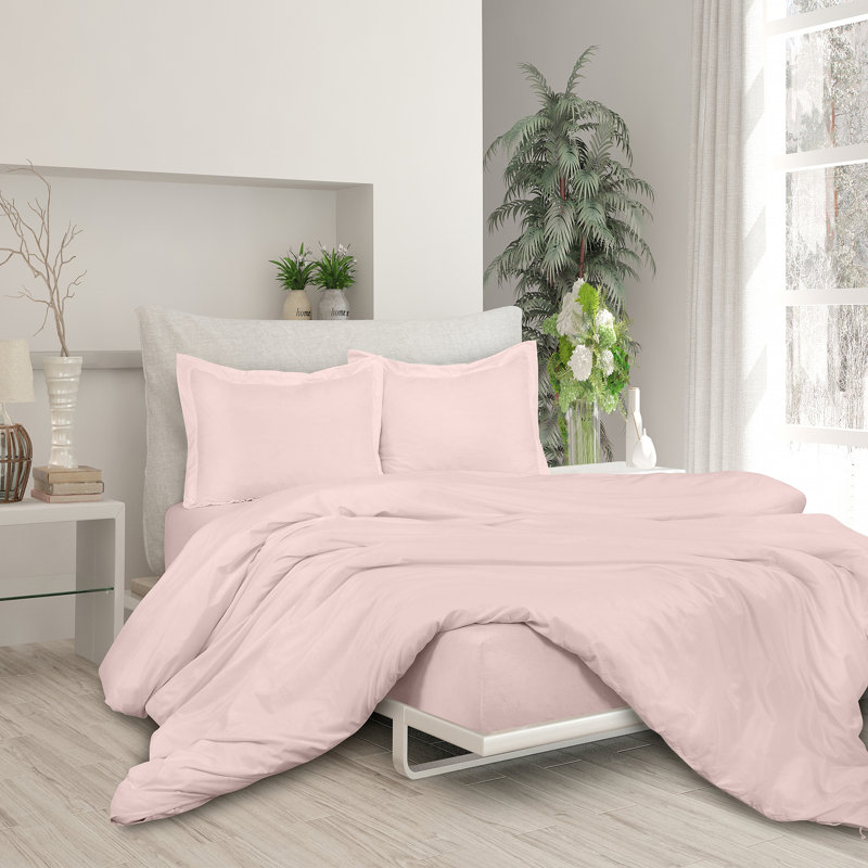 Literie , Housse de couette pour grand lit + 2 taies d'oreil, Rose