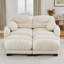 Canapé modulaire confortable à 2 places en tissu de chenille plissé avec siège ergonomique en mousse haute densité, canapé modulaire en forme de L avec 2 repose-pieds, accoudoirs arrondis arrondis et 2 coussins décoratifs ronds-453417909-453417915