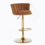 Tabouret de bar d'intérieur rembourré avec structure en métal, finition noyer et tissu beige, ensemble de 2