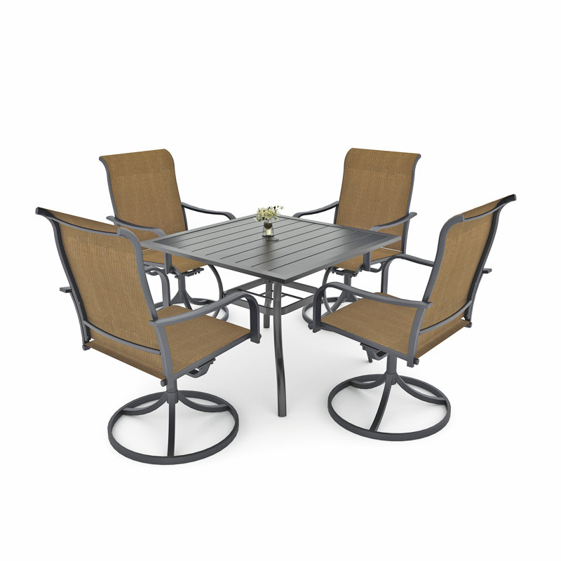 4 - Person Square Steel Outdoor Dining Set, Yellow