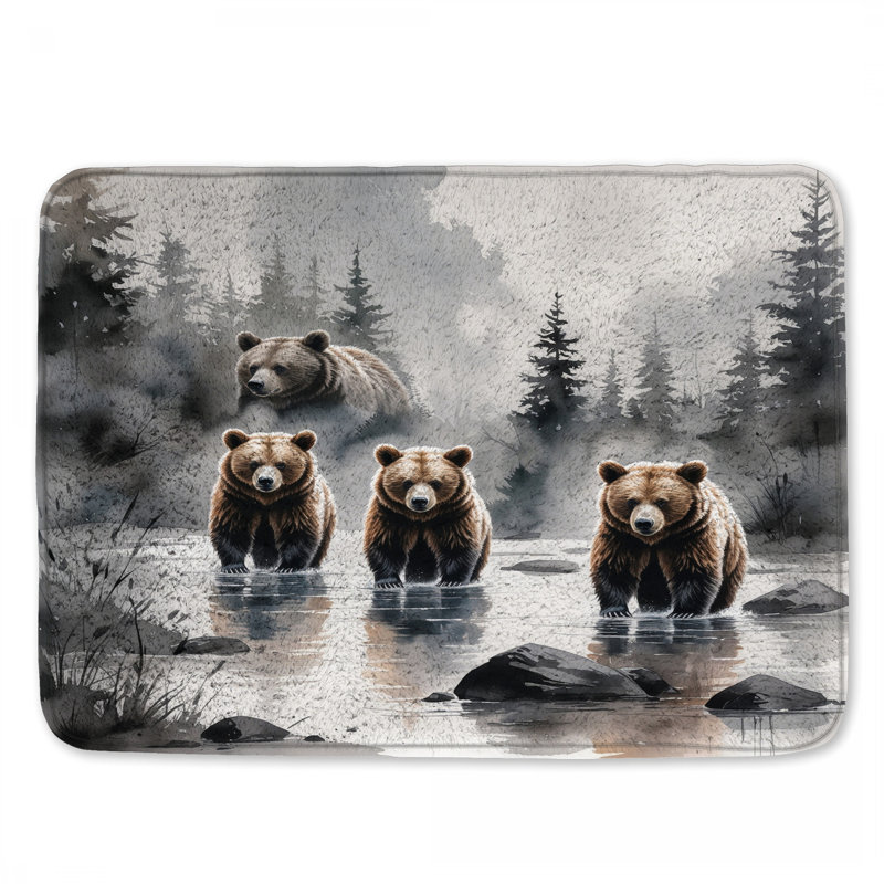 Tapis de bain Bears In Forest River, L 34 po x L 21 po