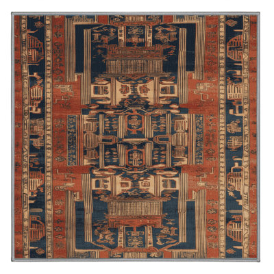 Machine Washable Art Deco Brown Area Rug