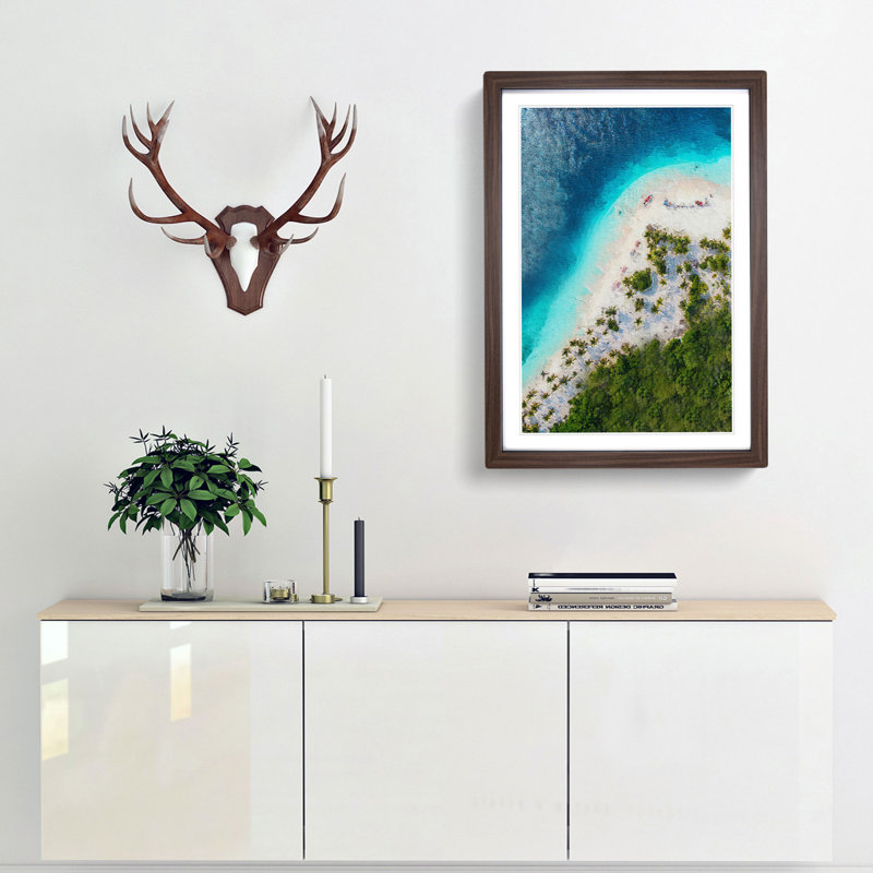 Beach In Caracas Venezuela - Single Picture Frame Painting, 63cm H x 45cm W x 2cm D, Walnut Framed
