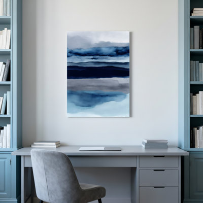 Abstract Blue Watercolor Canvas Wrapped Wall Art Set Of 1