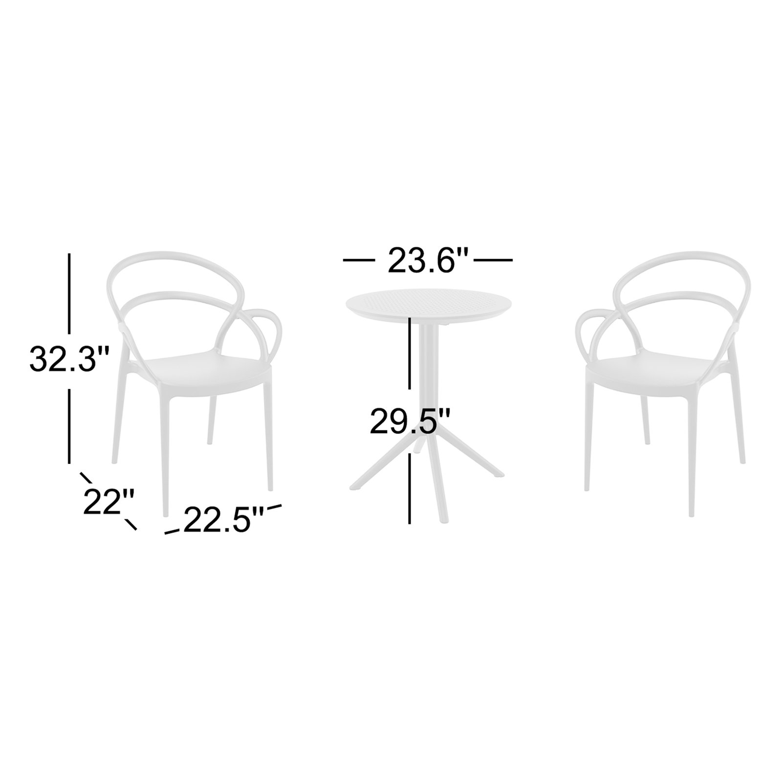 Farrah 24" Patio Bistro Set, Dark Gray