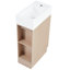 Meuble-lavabo de 18,6 po avec lavabo, armoire, porte-papier hygiénique, tablette, finition naturelle, orientation gauche ou droite et emplacement du lavabo en matériaux céramiques