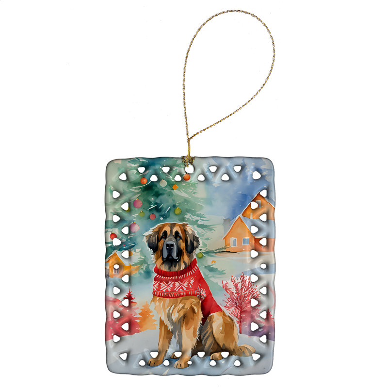 Ornement en porcelaine de Noël Leonberger, Leonberger 3511