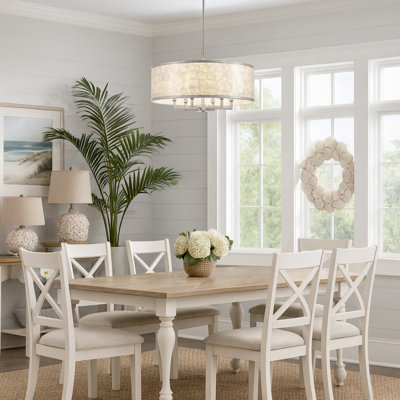 24-inch 6-Light Capiz Shell Drum Chandelier