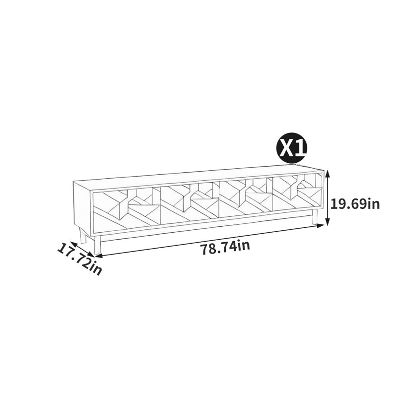 Meuble télé américain, Brun, H 19,69 po x l 78,74 po x P 17,72 po
