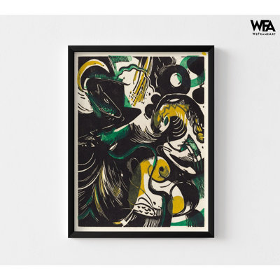 «Genesis II» par Franz Marc, reproduction d'art encadrée Franz Marc, abstrait mural foncé, reproduction d'art Genesis II, création II