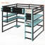 Lit mezzanine en bois avec bureau intégré, rangement latéral, multi-tablettes et éclairage RVB pour une conception peu encombrante-893848352-893848355