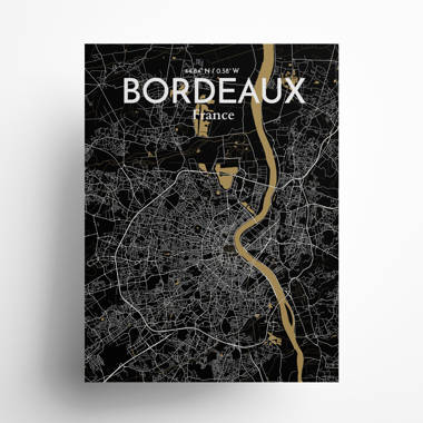 " Bordeaux France City Map " Print on Paper