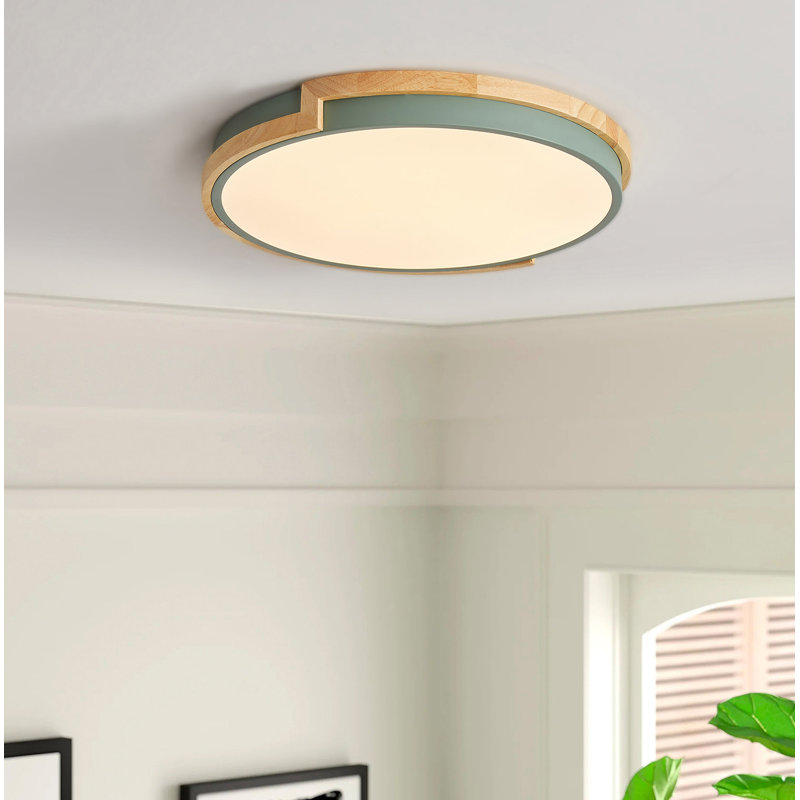 Plafonnier encastré simple à 1 lumière DEL, Vert / brun