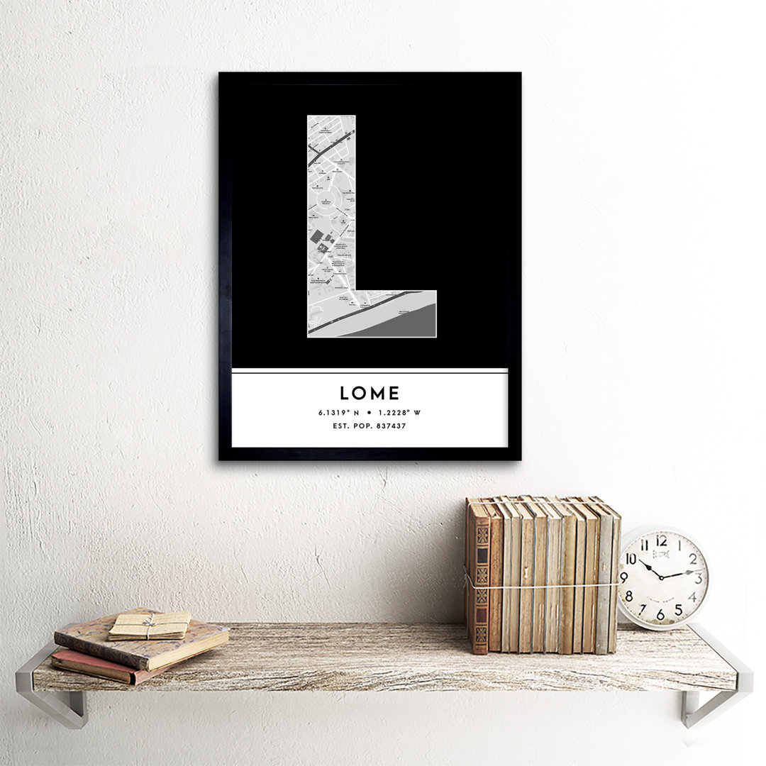 Lome Togo City Map by Wee Blue Coo - Single Picture Frame Typography