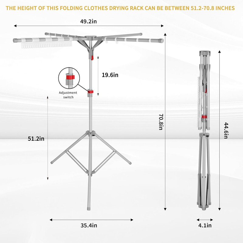 Séchoir à vêtements pour trépied, support de séchage portatif pliable