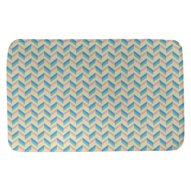 Leffel Memory Foam Non-Slip Bath Rug, Blue/Orange, 17" W x 24" L